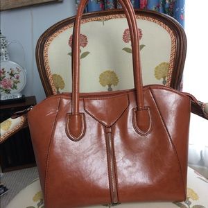 EUC Nine West brown satchel handbag.